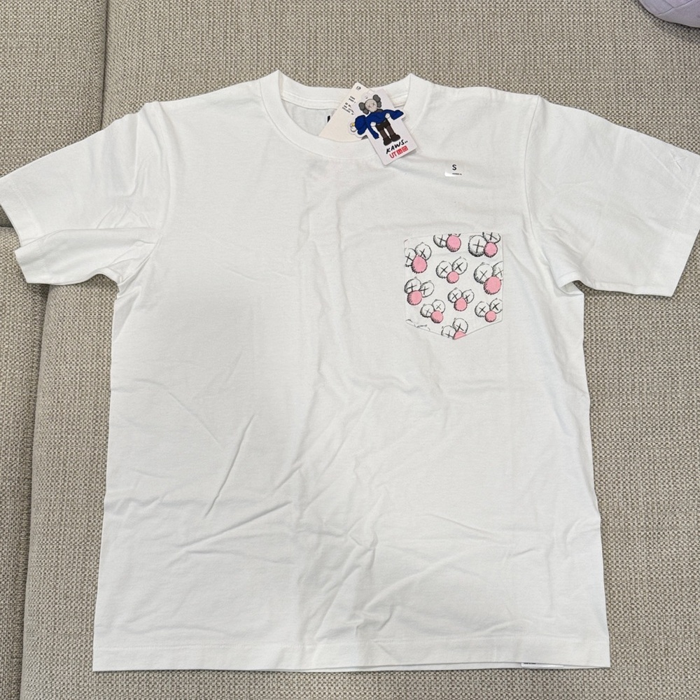 Uniqlo x KAWS White Tee with Pink Graphic